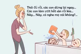 Bộ tranh nỗi khổ của bà mẹ có nhiều con nhỏ