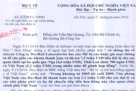 Bộ Y tế đề nghị xác minh tin Bio-Rad hối lộ 2,2 triệu đô