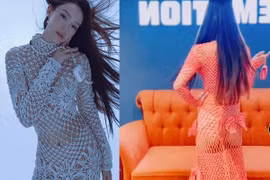 Minh Hằng lộ toàn bộ "bàn tọa" sau chiếc đầm như lưới đánh cá