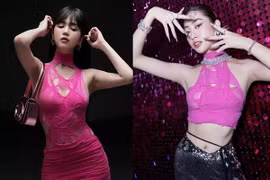 Ngọc Trinh đụng hàng Lương Thùy Linh "áo rách" mỏng tang