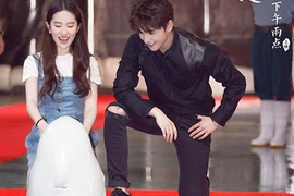 Lưu Diệc Phi trổ tài huấn luyện cá heo giữa họp báo