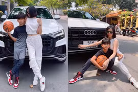 Con trai Lệ Quyên: Đi chơi trên siêu xe Audi, chân mang Air Jordan 