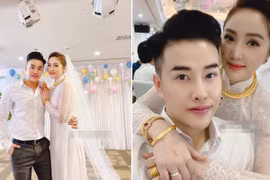 Bảo Thy đeo cả tá vòng vàng, nhẫn kim cương trong lễ cưới