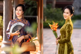 NSND Lan Hương, Chiều Xuân diện áo dài đẹp nền nã 