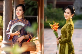 NSND Lan Hương, Chiều Xuân diện áo dài đẹp nền nã 