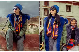 Hoa hậu Giáng My khoe nhan sắc không tuổi ở Tây Tạng