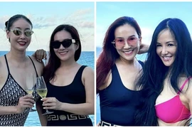 Vợ Bình Minh diện bikini đọ sắc cùng Hà Kiều Anh, Hồng Nhung