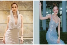 Nàng hậu có chiều cao “khủng”, mặc gợi cảm lộ vòng một lấp ló