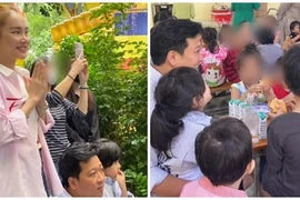 Trường Giang - Nhã Phương đưa con gái đi từ thiện