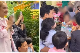 Trường Giang - Nhã Phương đưa con gái đi từ thiện