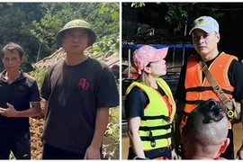 Hồ Hoài Anh - Hồng Đăng đến vùng lũ hỗ trợ bà con