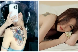 “Gái một con” Pha Lê để lộ vai trần, khoe hình xăm “khủng”