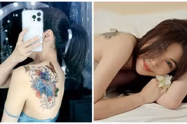 “Gái một con” Pha Lê để lộ vai trần, khoe hình xăm “khủng”