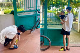 Chàng trai đạp xe 3 tiếng đến thăm chị gái vì quá nhớ cháu