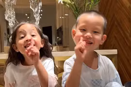 Cặp song sinh nhà Hồ Ngọc Hà bắt trend “nín”