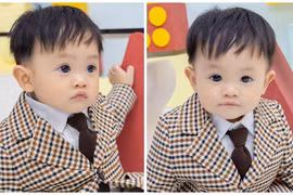 Đàm Thu Trang khoe quý tử diện vest vô cùng đáng yêu