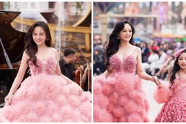 Thu Quỳnh khéo giấu bụng bầu diễn thời trang