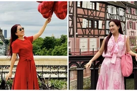 Vợ hơn tuổi của Bình Minh khoe vẻ trẻ trung ở Pháp