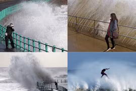 Người Anh liều mạng đùa với sóng dữ