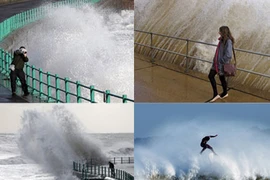 Người Anh liều mạng đùa với sóng dữ