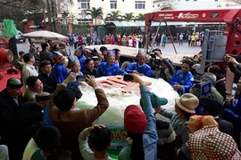 Ngư dân Sầm Sơn dâng bánh giầy 2 tấn lên thần Độc Cước