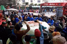 Ngư dân Sầm Sơn dâng bánh giầy 2 tấn lên thần Độc Cước