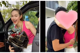 Minh Hằng hôn chồng đại gia sau khi nhận quà “khủng” 