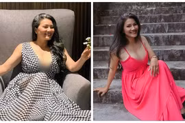 Kiều Trinh “Mùa len trâu” trễ nải vòng một với váy áo xẻ sâu