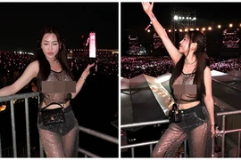 Quế Vân gây tranh cãi khi mặc hở bạo xem concert