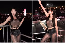 Quế Vân gây tranh cãi khi mặc hở bạo xem concert