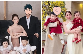 Chồng của “phú bà” Sam gây chú ý khi xuất hiện bên hai con