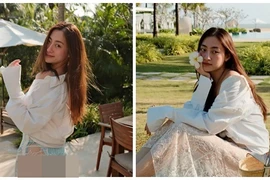 Lương Thùy Linh khoe dáng gợi cảm với bikini khi đi biển