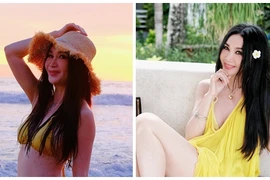 Ôn Bích Hà diện bikini khoe eo 58cm quyến rũ gây mê trên biển