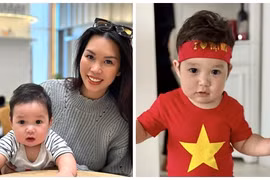 Con trai siêu mẫu Hà Anh bắt trend “em bé yêu nước”