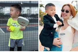 Minh Hằng khoe quý tử tập đánh pickleball