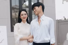 Quỳnh Lương và chồng thiếu gia tình tứ trong lễ ăn hỏi