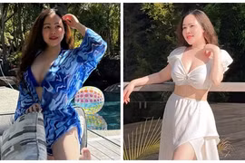 Diễn viên Trương Phương cao 1m50 khoe body gợi cảm bên bể bơi