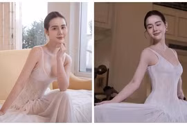 Huyền Lizzie nửa kín nửa hở khoe thềm ngực căng đầy