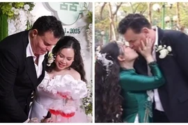 Diễn viên Trương Phương khóa môi chồng Tây trong lễ ăn hỏi