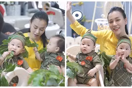 Cặp song sinh của Phương Oanh đáng yêu vô đối khi hóa chiến sĩ 