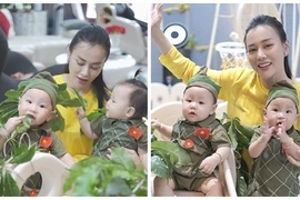 Cặp song sinh của Phương Oanh đáng yêu vô đối khi hóa chiến sĩ 