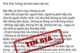 Xuất hiện thông tin giả mạo phát ngôn chỉ đạo của Phó thủ tướng