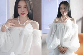 Linh Ngọc Đàm hóa tiểu thư dịu dàng, khoe bờ vai trần mong manh