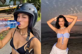 Hot girl Đà Nẵng diện bra chạy xe máy cực chiến