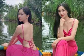 Hot girl "Kem xôi TV" diện váy cắt xẻ táo bạo, khoe lưng trần