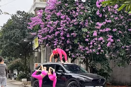 Loạt hình ảnh chị em trải thảm, tập yoga giữa đường