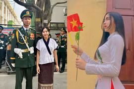 Nhan sắc hot girl Lào đến Điện Biên, chụp ảnh cùng bộ đội Việt