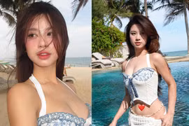 Hot girl tạp hóa chẳng cần bikini vẫn cực cháy bên hồ bơi