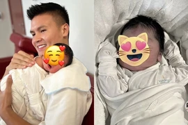 Quang Hải âu yếm bế con, netizen thắc mắc tên gọi em bé