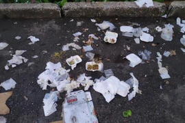 Nhóm trẻ xả rác sau bữa liên hoan trên cầu Long Biên gây nóng mắt